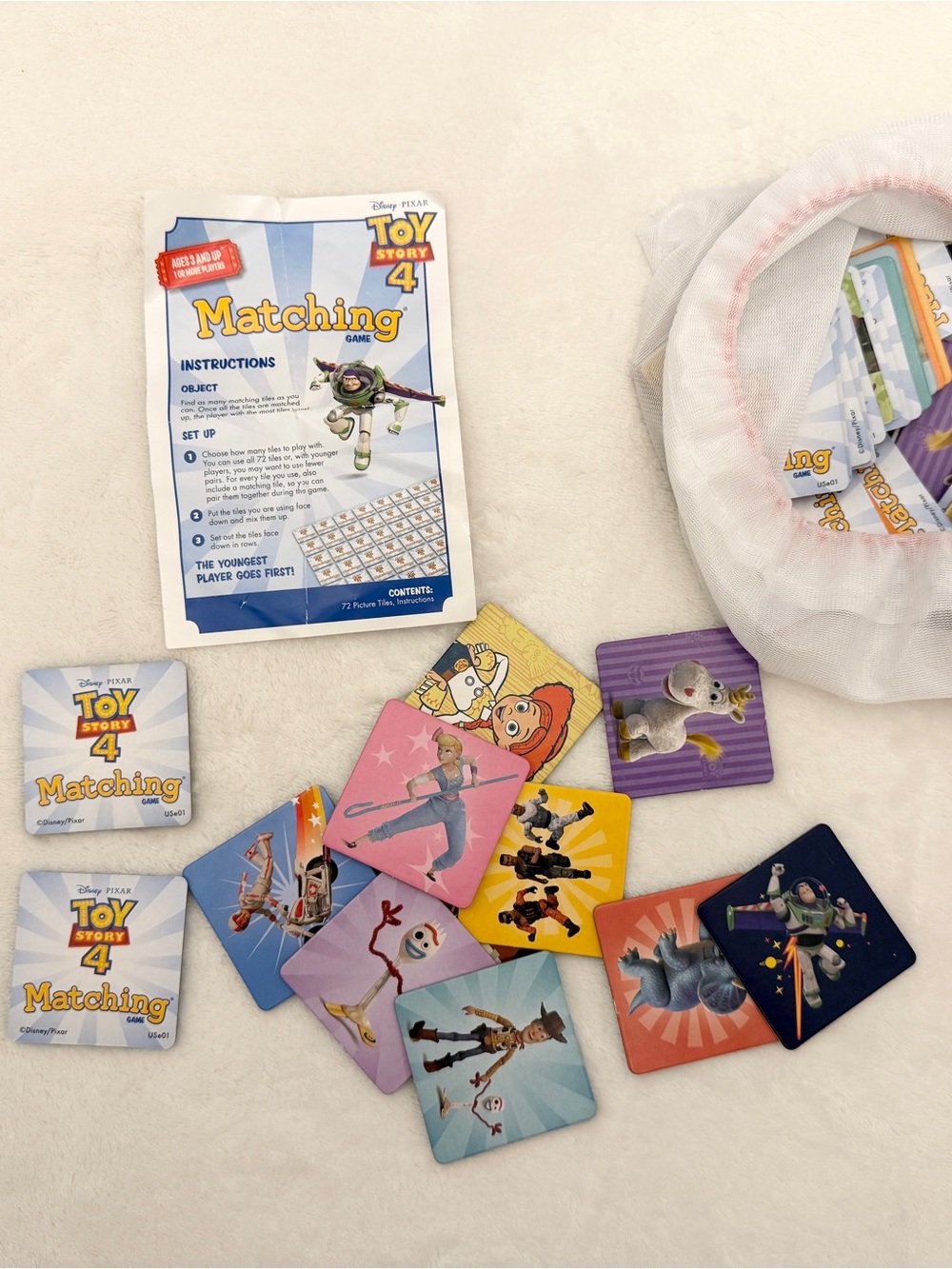 Disney Toy Story 4 Matching Game - Blue, Yellow, Pink, Purple